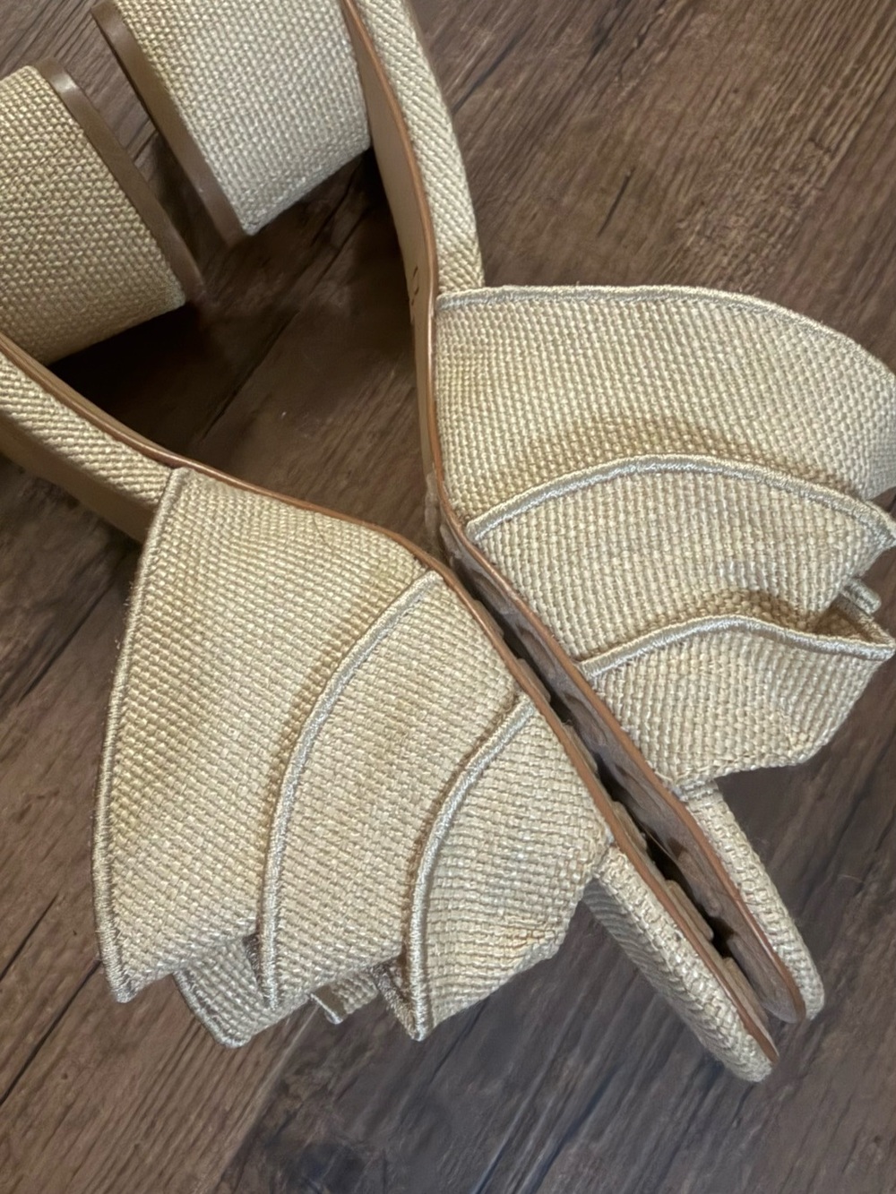 Chico's Cream Ruffle Slide Mules - Picture 7 of 9